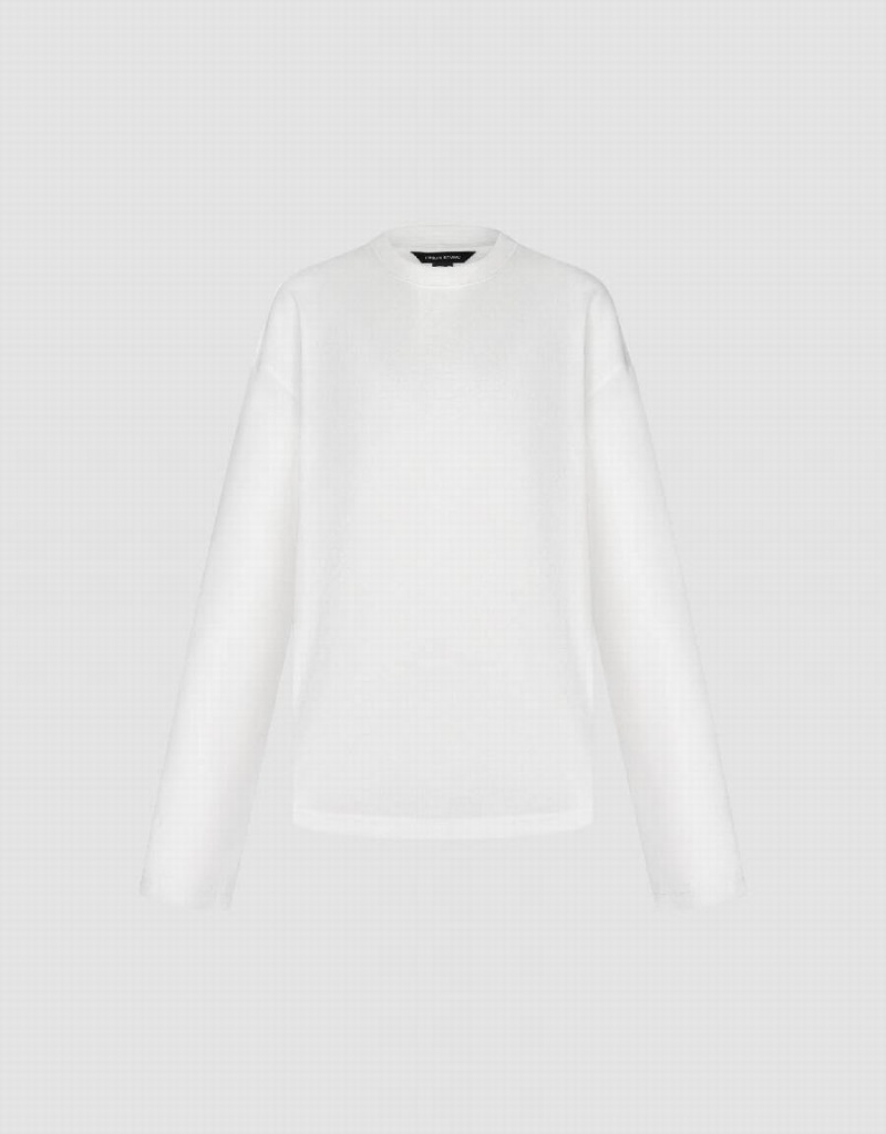 Women's Urban Revivo Crew Neck Knitted T Shirts White | WFF9623MZ