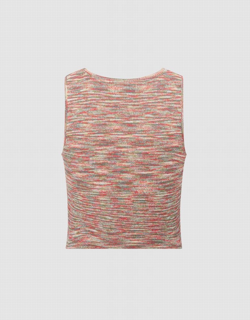 Women's Urban Revivo Flecked Knitted Tank Top Red | WVP5613FD