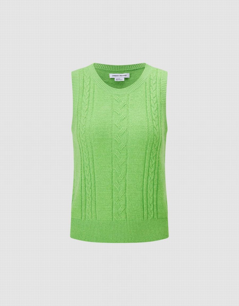 Women's Urban Revivo Knitted Tank Top Green | NLS5156VB