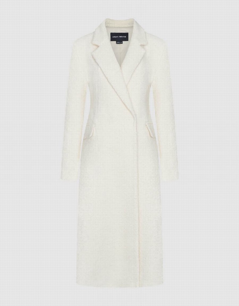 Women's Urban Revivo Longline Furry Skater Coats White | TOJ2772LQ