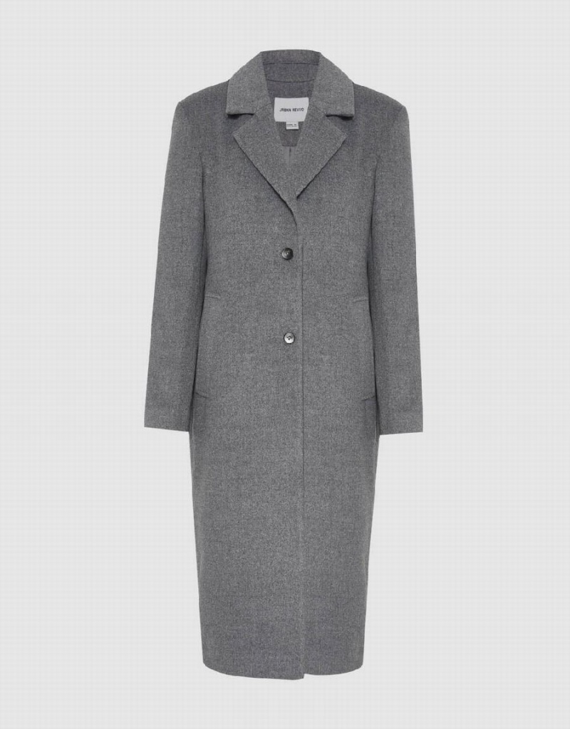 Women's Urban Revivo Longline Notch Lapel Coats Dark Grey | MWT3991WR