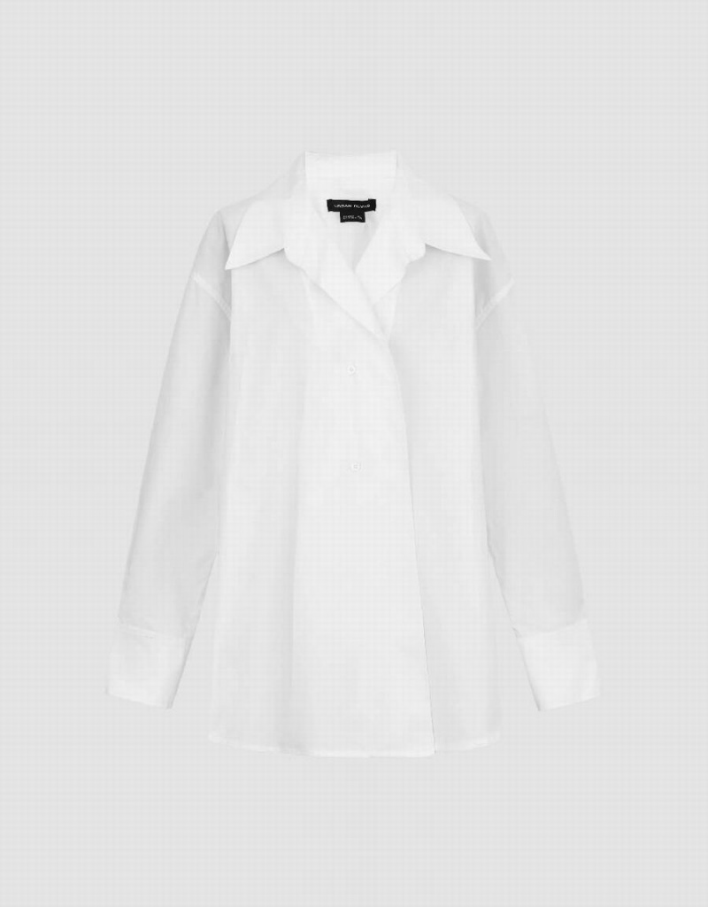 Women's Urban Revivo Loose Sraight Shirts White | HGN10035UX