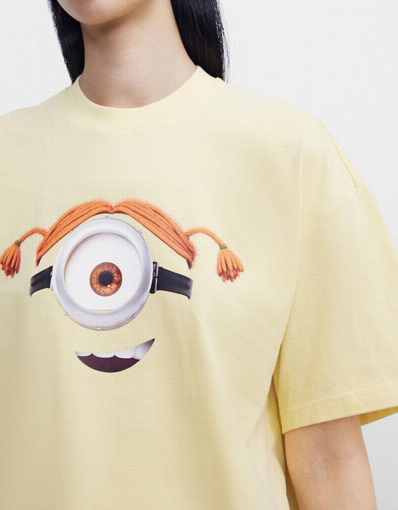 Women's Urban Revivo Minions T Shirts Yellow | IKA6166IK