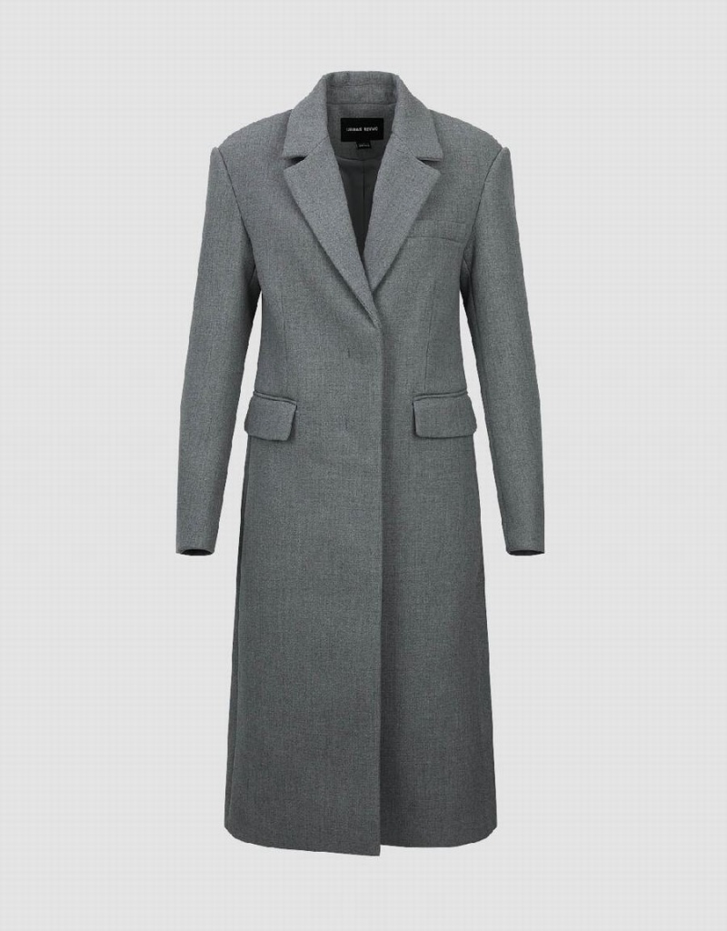 Women's Urban Revivo Notch Lapel Coats Grey | RLM9022YG