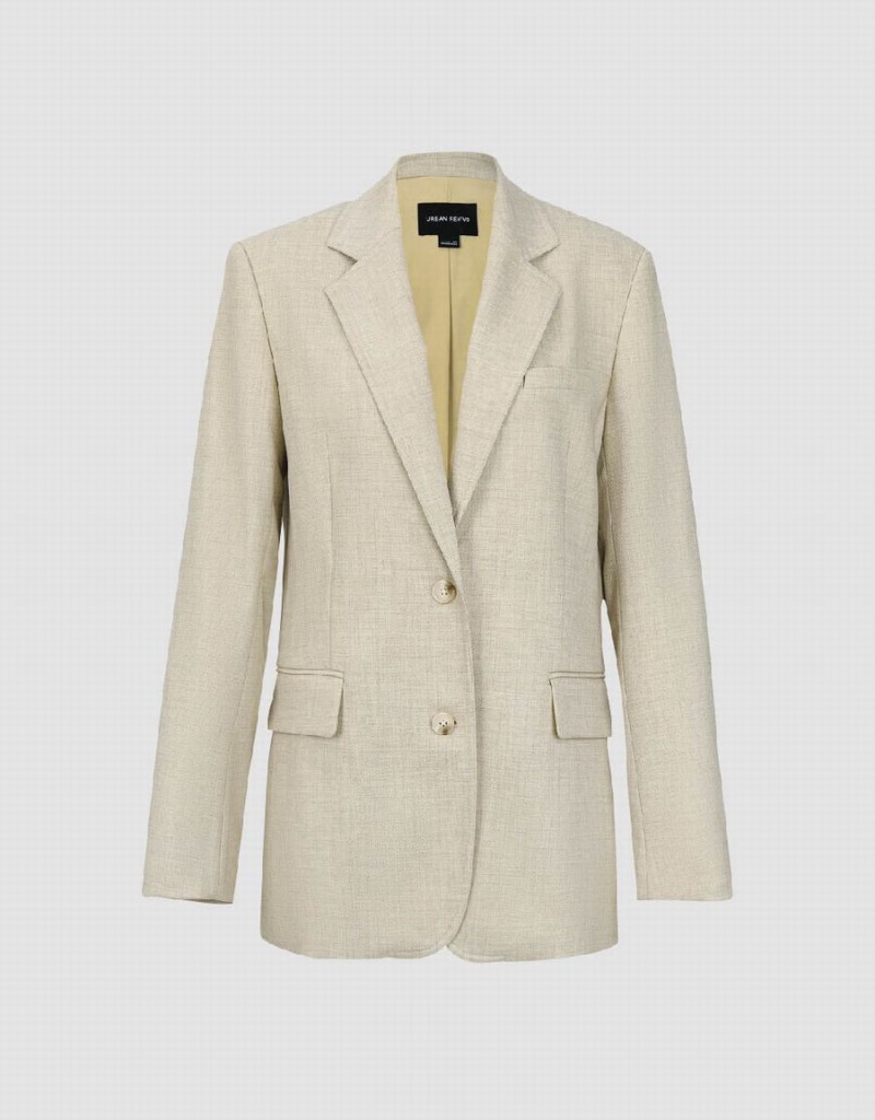 Women's Urban Revivo Notch Lapel Tailored Blazers Yellow | AVV4947SV