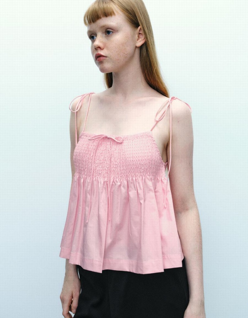 Women's Urban Revivo Off-Shoulder Cami Top Blouse Pink | MPK8070SE