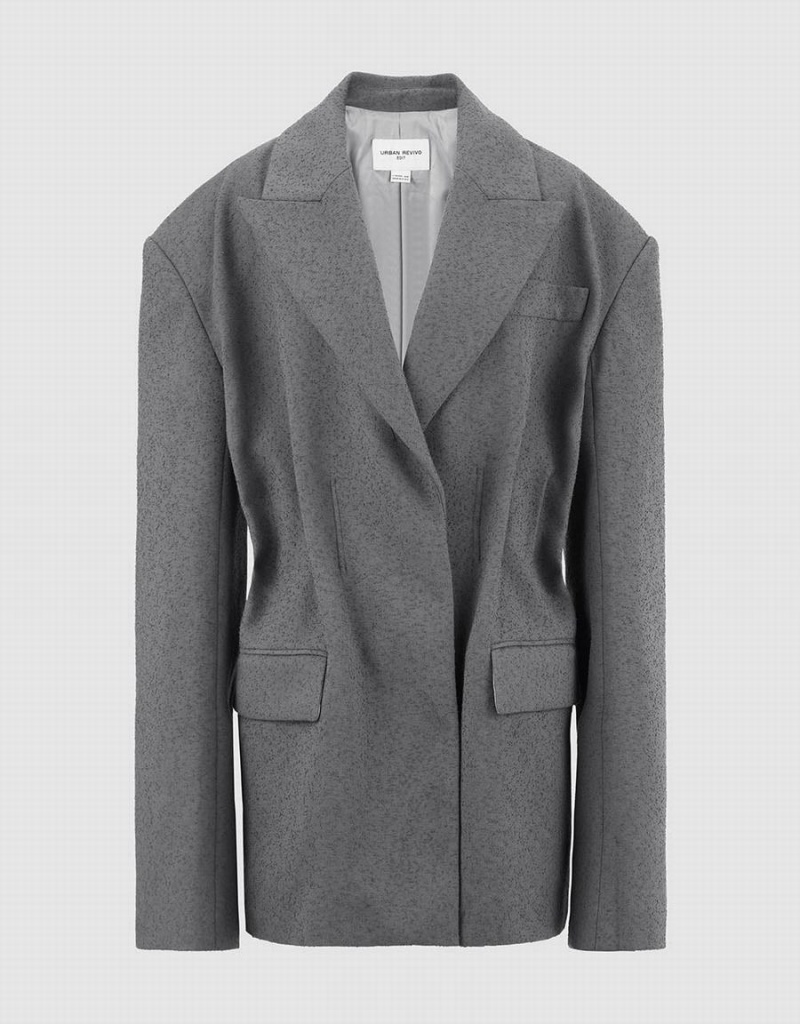 Women's Urban Revivo Peaked Lapel Blazers Grey | HQH6038KO