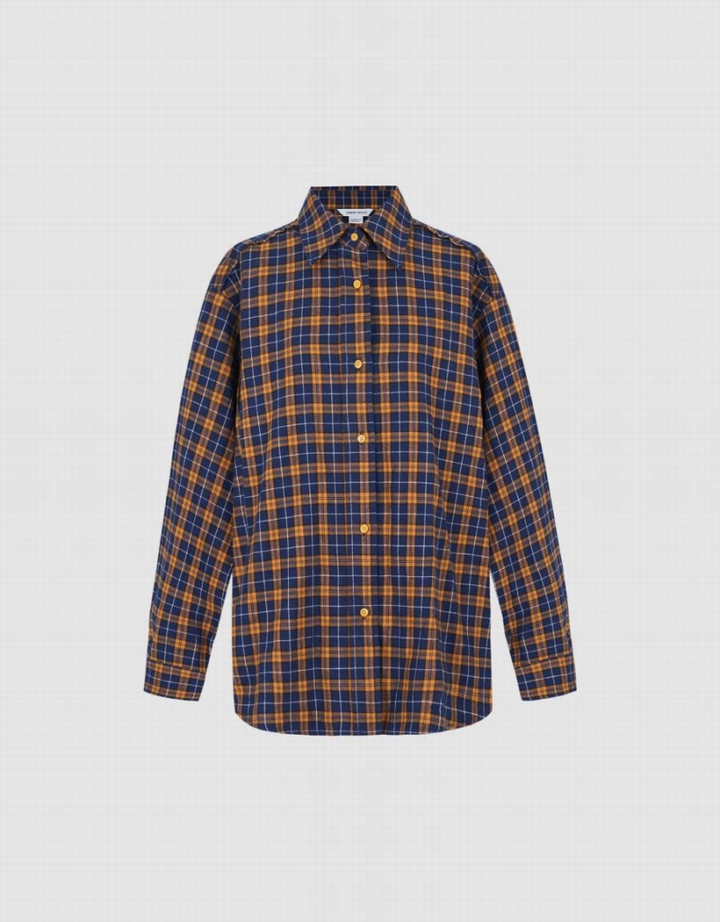 Women's Urban Revivo Plaid Shirts Yellow | FFW1518TE