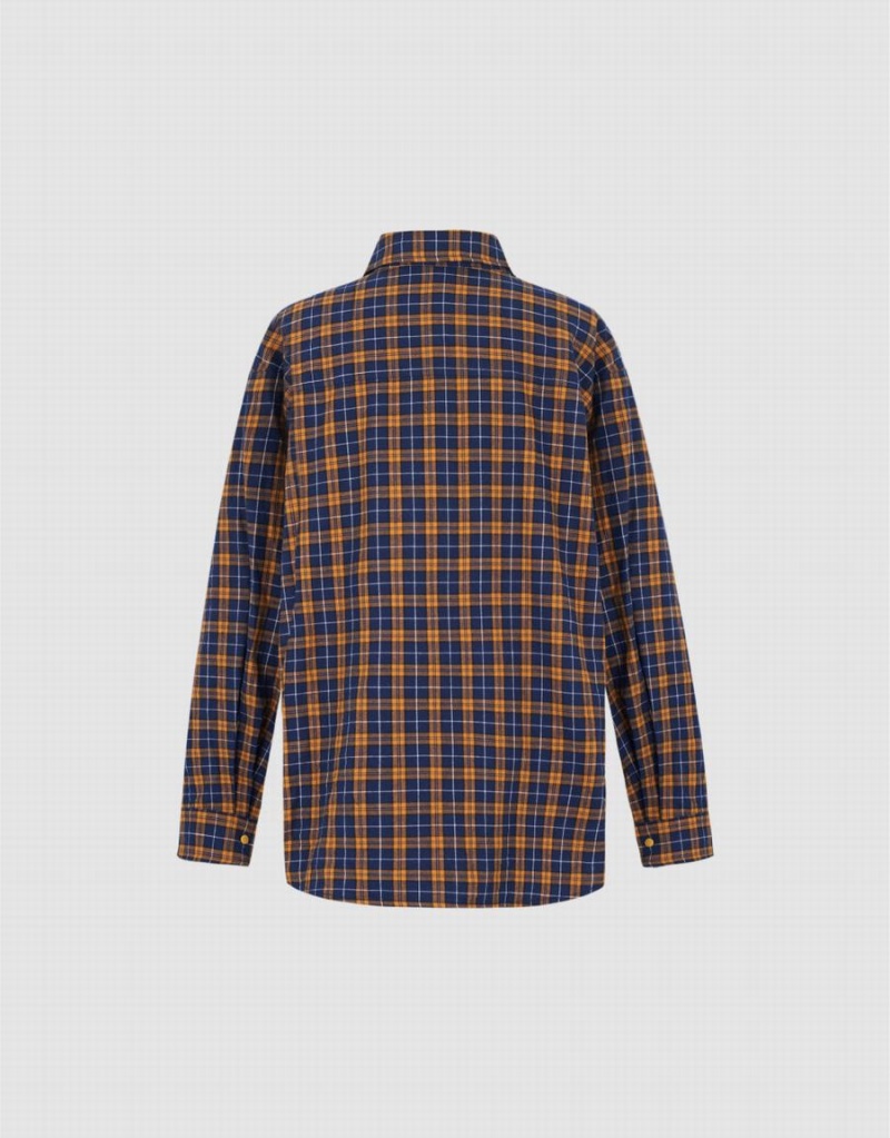 Women's Urban Revivo Plaid Shirts Yellow | FFW1518TE