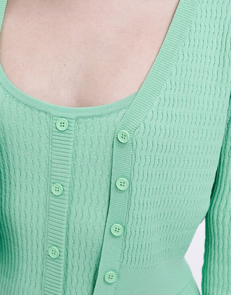 Women's Urban Revivo Plain Button Up Cardigan Green | USL3474YA