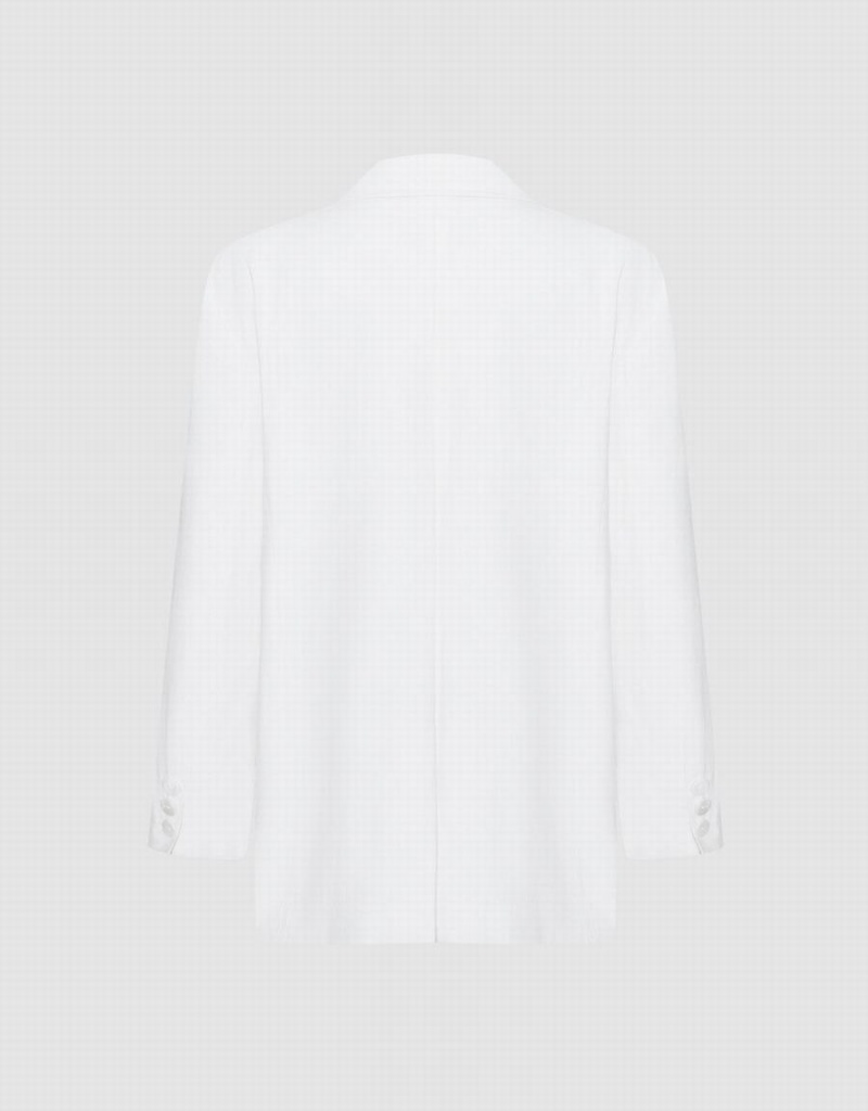 Women's Urban Revivo Plain Single Breasted Blazers White | LPP5886ET