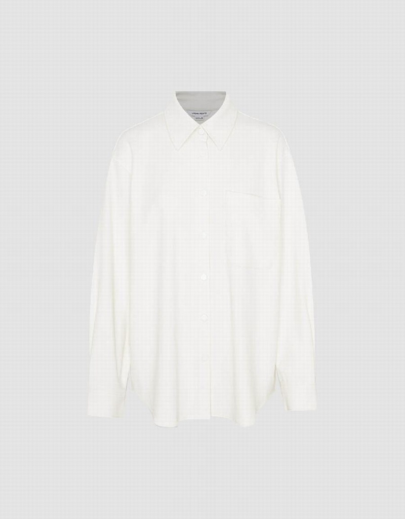 Women's Urban Revivo Press Buttoned Oversized Shirts White | FAK5311MV