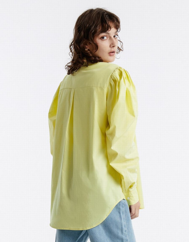 Women's Urban Revivo Puff Sleeve Shirts Green | QSN8625GH