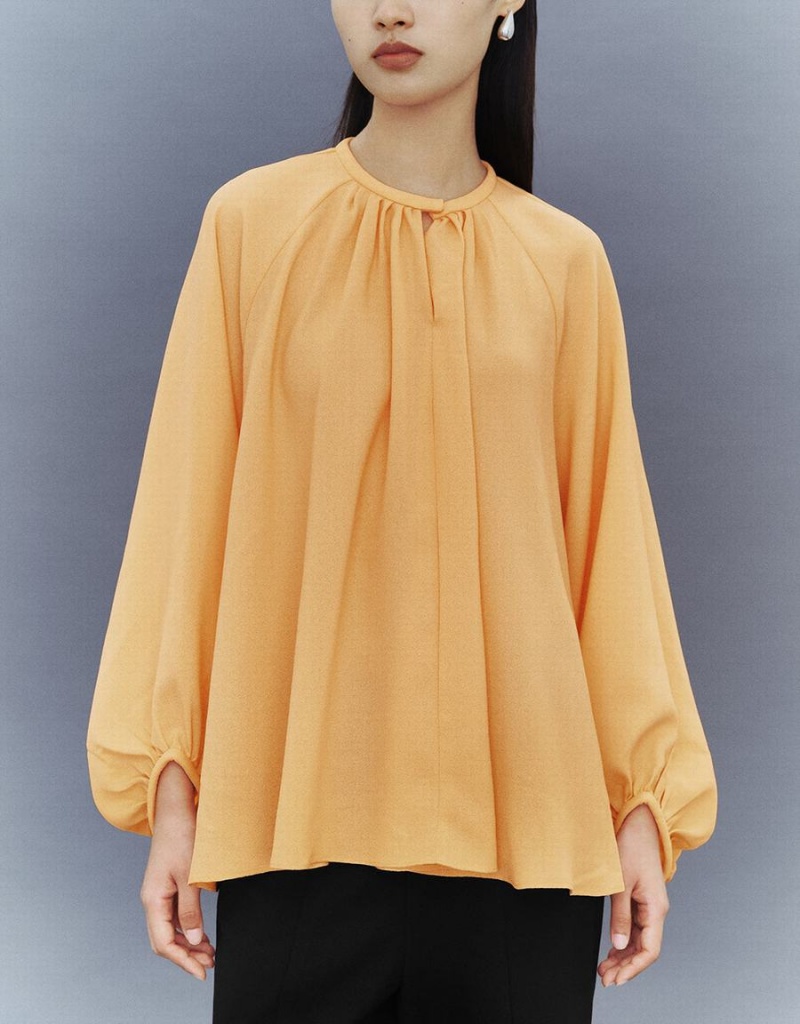 Women's Urban Revivo Raglan Sleeve Crew Neck Overhead Blouse Orange | HQE3410HT