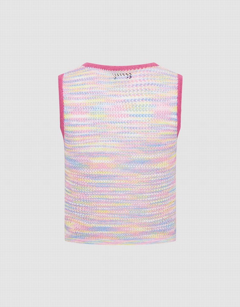 Women's Urban Revivo Rainbow Knitted Tank Top Pink Multicolor | GYP4669ZK