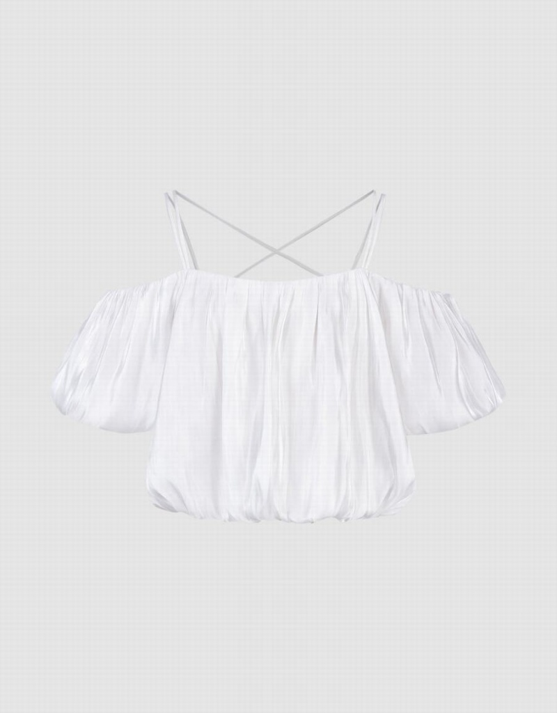 Women's Urban Revivo Sleeveless Balloon Overhead Blouse White | RMH8331DP