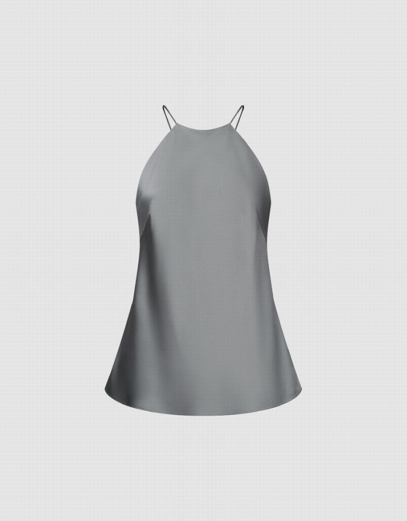 Women's Urban Revivo Sleeveless Crew Neck Overhead Blouse Grey | GNO4926UB