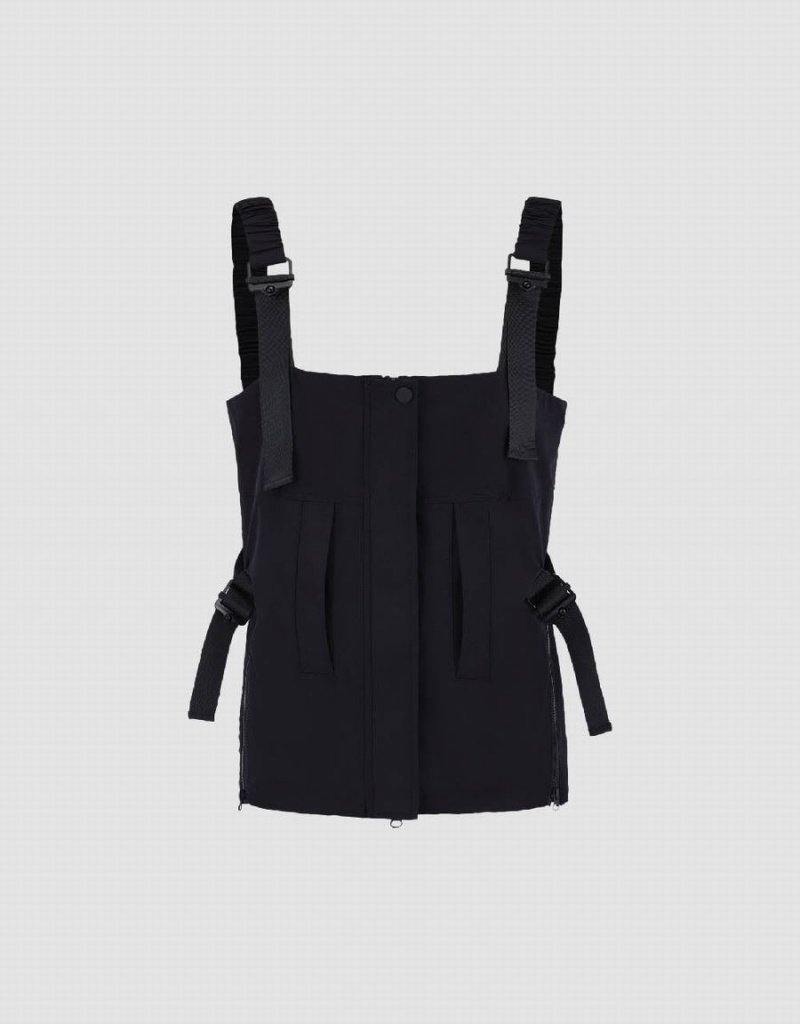 Women's Urban Revivo Sleeveless Square-cut Collar Overhead Blouse Black | GKZ8976IH