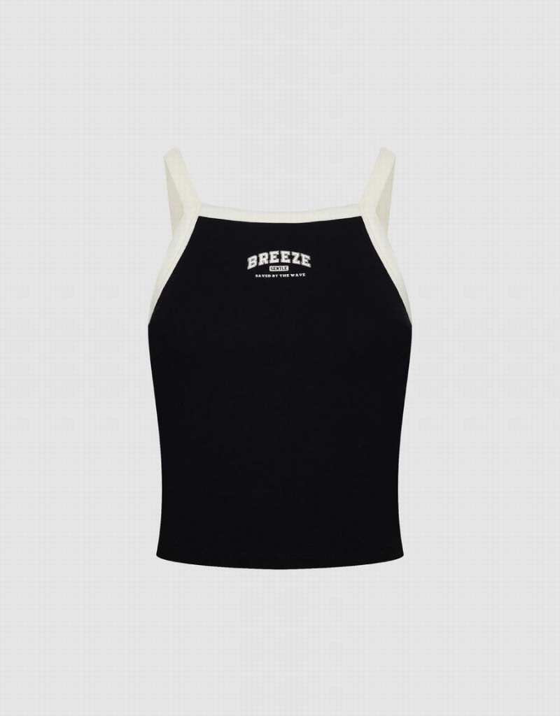 Women's Urban Revivo Square-cut Collar Tank Top Black | MYU371RV