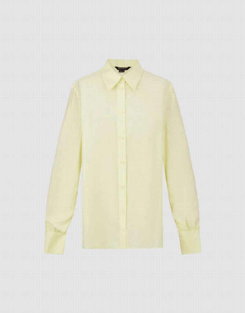 Women's Urban Revivo Straight Lapel Shirts Yellow | VWC5175YC