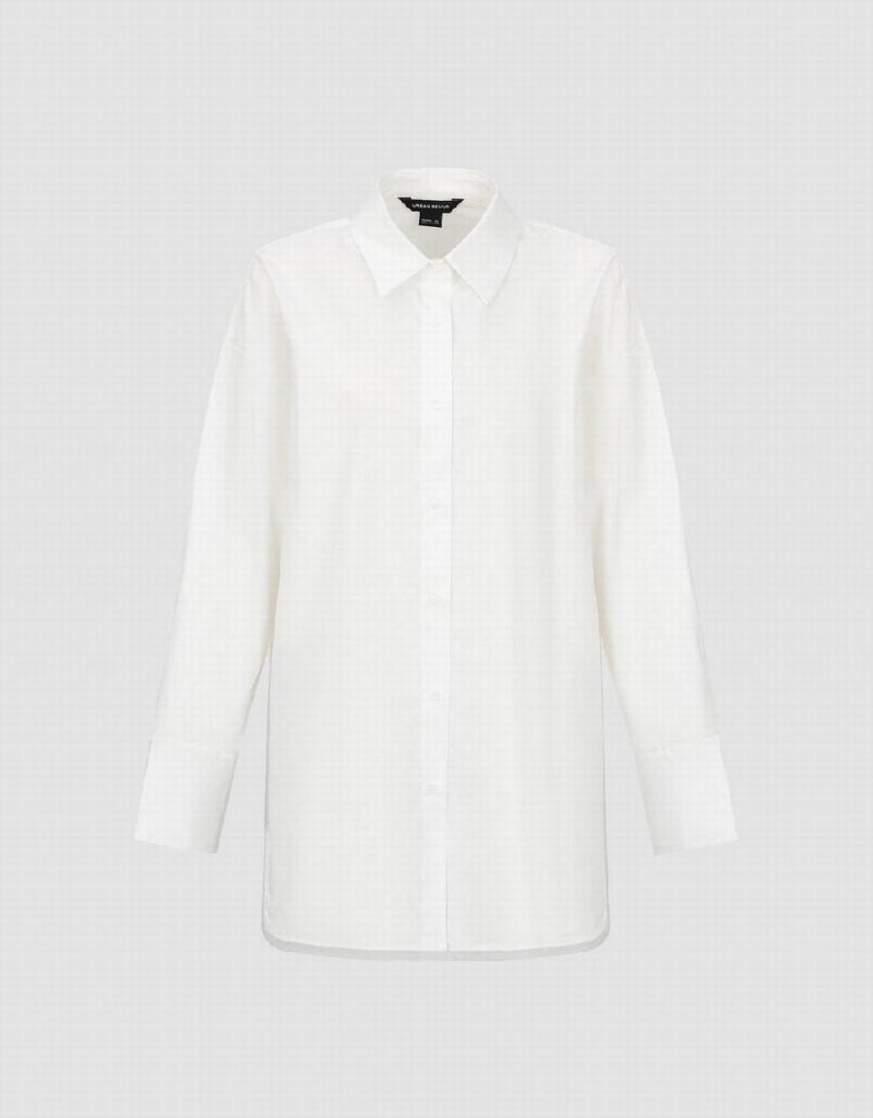 Women's Urban Revivo Straight Loose Shirts White | JQN754YN