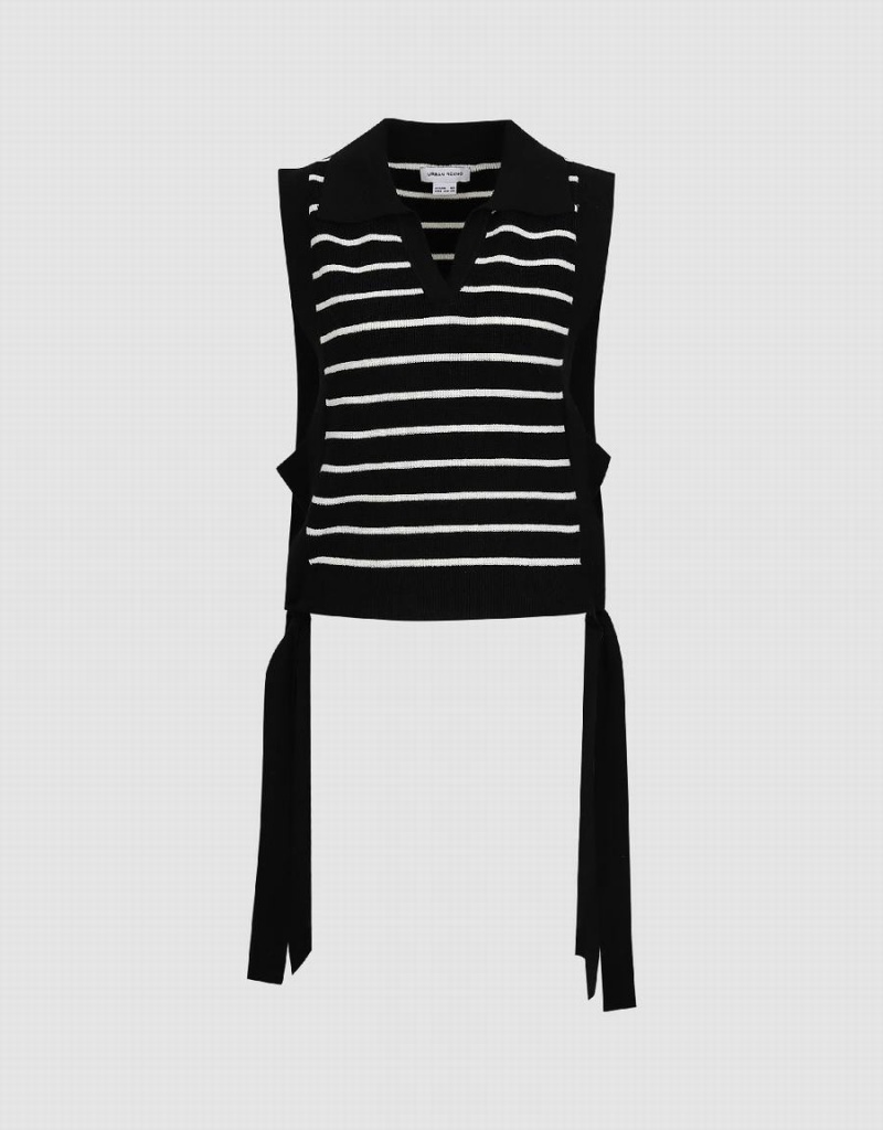 Women's Urban Revivo Striped Knitted Cardigan Black | GLC7921BS