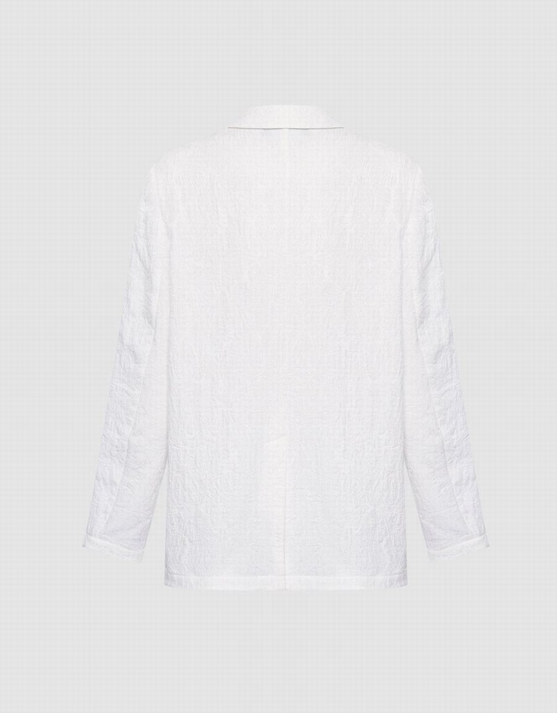 Women's Urban Revivo Textured Single Breasted Blazers White | NVS2312PQ