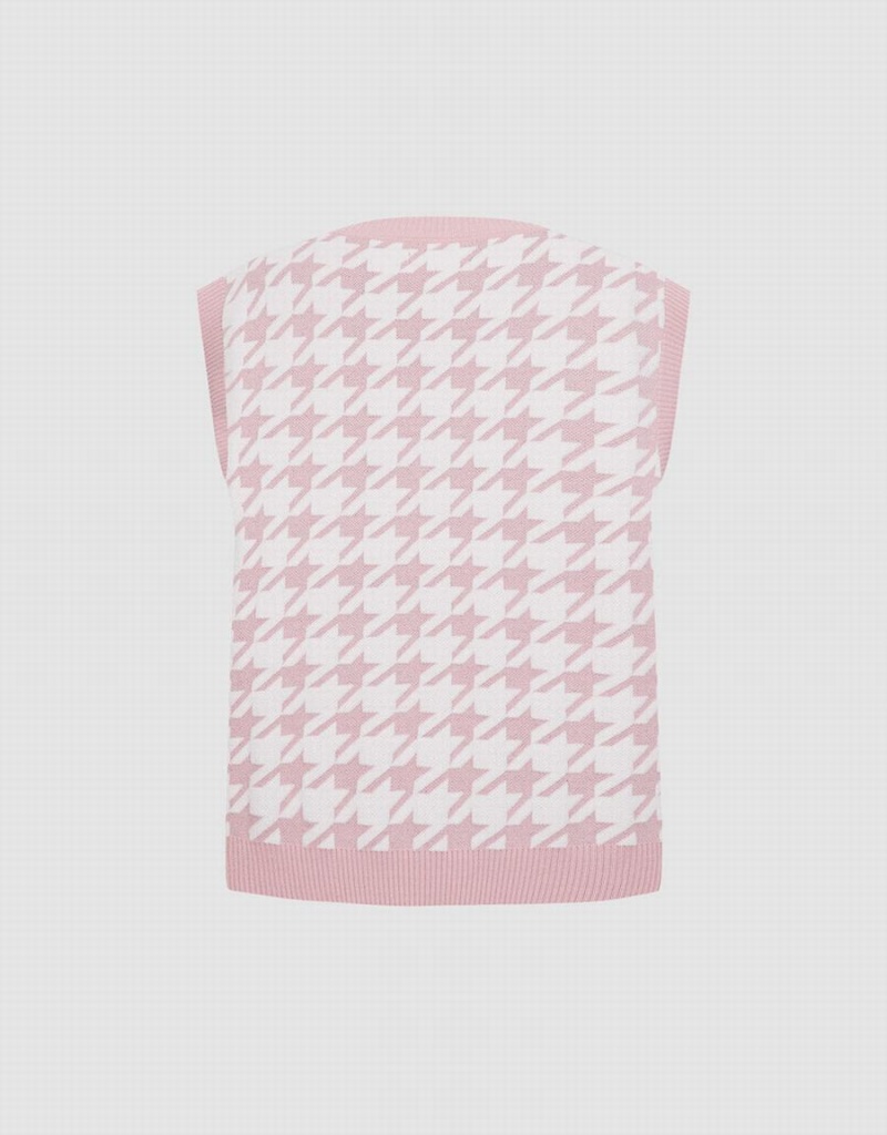 Women's Urban Revivo The Secret Life Of Pets Houndstooth Tank Top Pink | VMJ8839AM