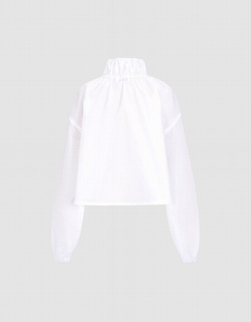 Women's Urban Revivo Zip Up Cropped Jackets White | GIM712YJ