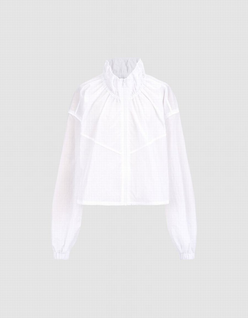 Women's Urban Revivo Zip Up Cropped Jackets White | GIM712YJ